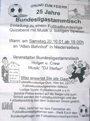 Original Werbeflyer des Bundesligastammtisches